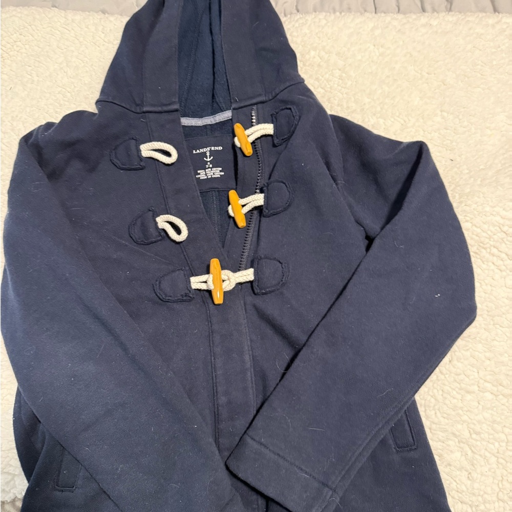 Lands' End Navy Hooded Toggle Jacket for Kids